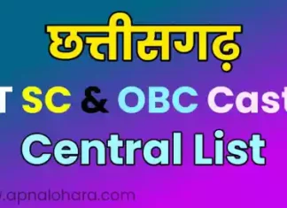 chhattisgarh caste list, छत्तीसगढ़ अनुसूचित जाति की सूची, छत्तीसगढ़ में अनुसूचित जनजाति की सूची, छत्तीसगढ़ पिछड़ा वर्ग जाति सूची