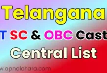 Telangana Caste List,telangana obc caste list, telangana sc caste list, telangana st caste list, obc list telangana